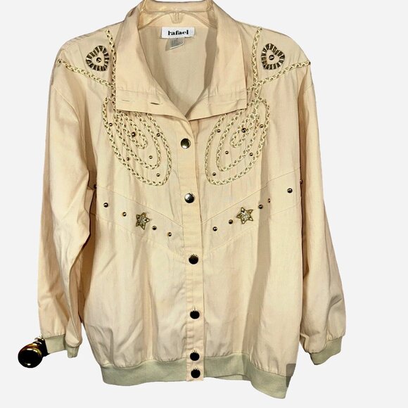 Vintage Rafael Western Star Appliqué Jacket Sz S Boho Rodeo Cowgirl Core Shacket - Picture 1 of 11